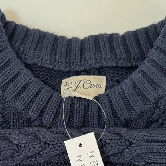 J. Crew Men's Crewneck Cable Knit Sweater, Medium, Navy Blue - Picture 2 of 4